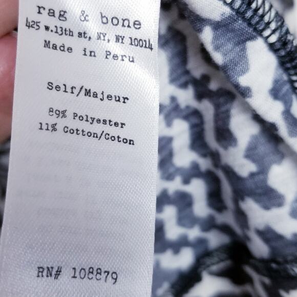 RAG & BONE Top Black & White Crop Round Neck Tee Long Sleeve - Size Small - Picture 6 of 7